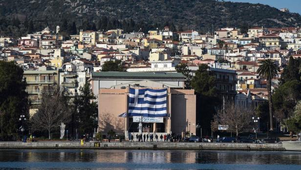 Proteste wegen Überforderung mit der Flüchtlingssituation auf der Insel Lesbos.