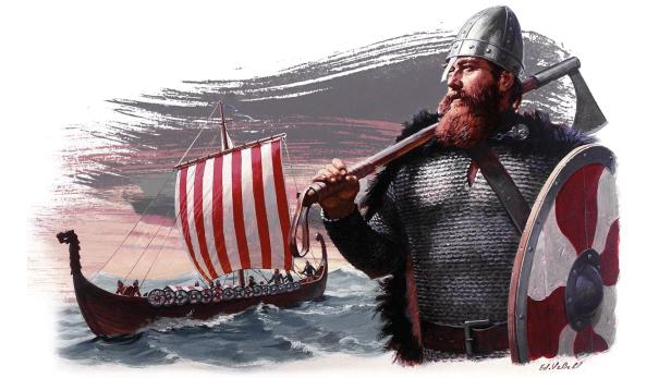 Leif Eriksson und sein Knorr (sein Schiff)
