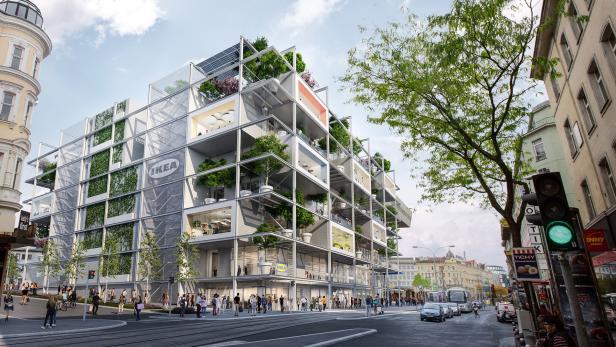 Wald statt Fassade: Ikea plant 160 Bäume auf Gebäude