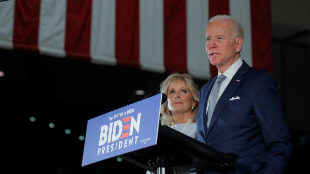 Democratic U.S. presidential candidate and former Vice President Joe Biden speaks during a primary night news conference in Philadelphia