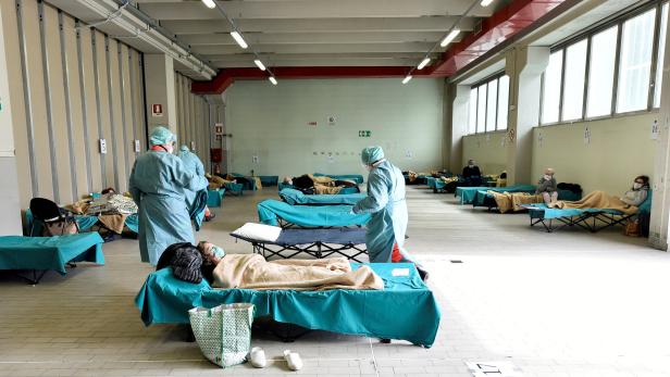 Das Spedali Civili Krankenhaus in Brescia, Lombardai, am 13. März 2020.