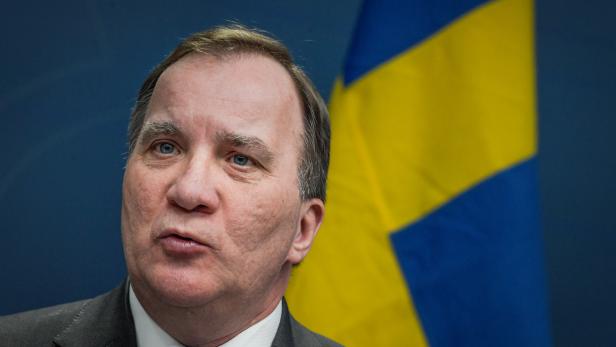 Sweden's Prime Minister Stefan Lofven speaks during a news conference on the coronavirus situation at the government headquarters in Stockholm