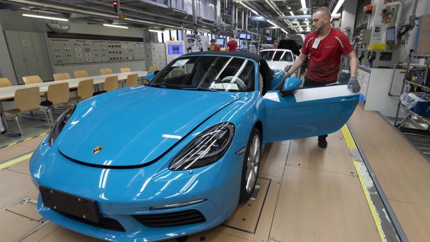 Production of Porsche Taycan electric sports car in Stuttgart