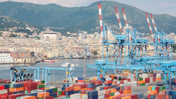 Container Terminal in the port of Genoa Italy