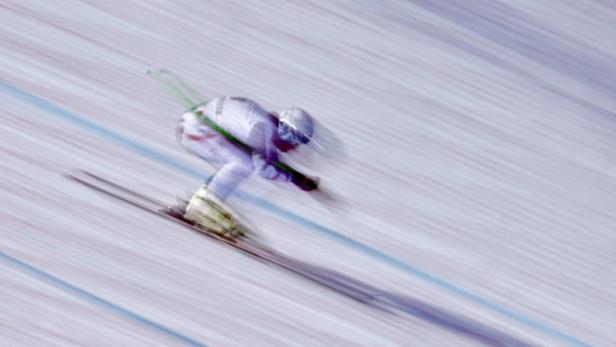 Zu schnell für die Kamera. Elisabeth Görgl beim ersten Training für die Abfahrt von Cortina d’Ampezzo.