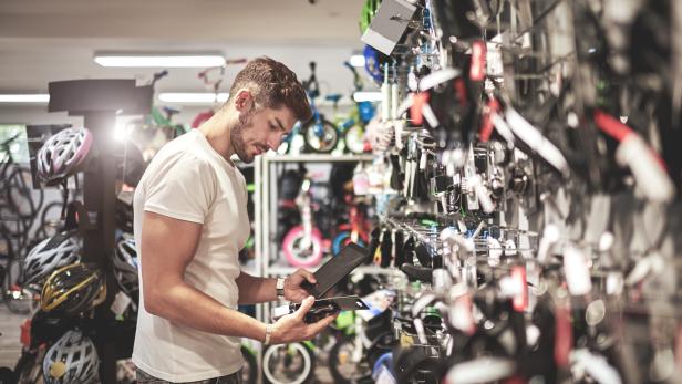 Man in bicycle store