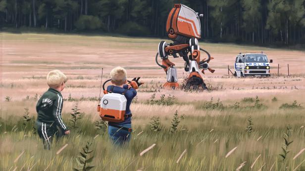 Ein Bild aus dem Buch &quot;Tales from the Loop&quot; von Simon Stålenhag, Vorlage für die neue Serie bei Amazon Prime Video.