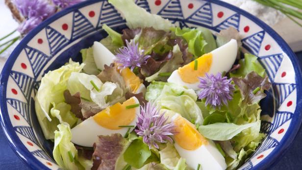 salad with chive blossom