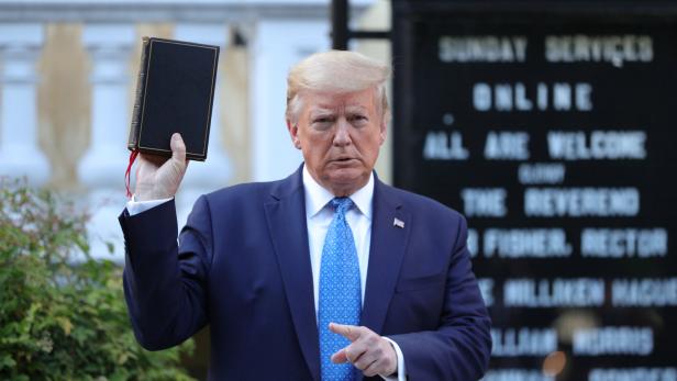 U.S. President Trump holds photo opportunity in front of St John's Church in Washington