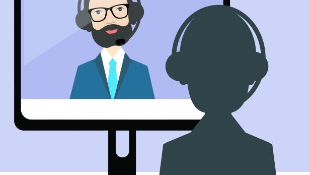 Job interview. Officer and candidate. Flat vector ilustration.