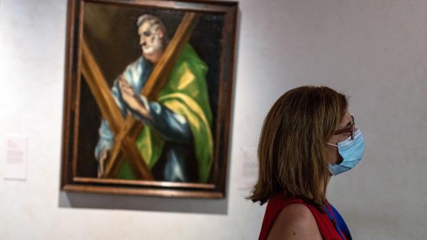 Maskenpflicht auch im wieder eröffneten El Greco Museum in Toledo