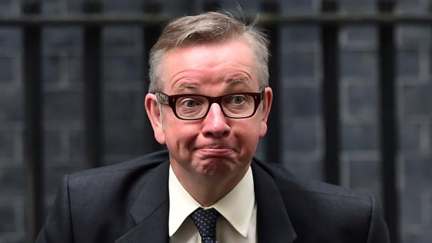 Michael Gove mit hochgezogenen Augenbrauen und zusammengepressten Lippen.