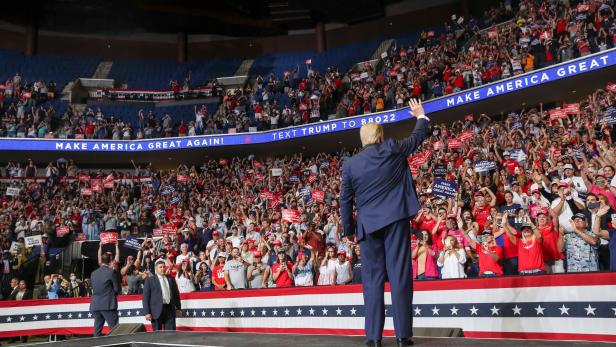 U.S. President Donald Trump holds his first re-election campaign rally in several months in Tulsa, Oklahoma