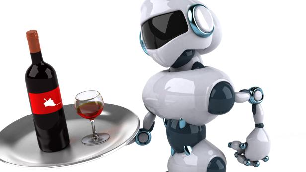 Roboter bringt Wein bis zur Zimmertür