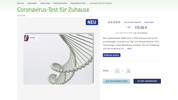 Coronavirus-Test für Zuhause - erhältlich bei dm