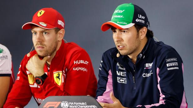 F1 pilots take part in a press conference in Mexico