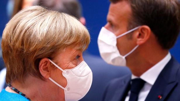 Deutschlands Kanzlerin Angela Merkel und Frankreichs Präsident Emmanuel Macron beim EU-Gipfel in Brüssel