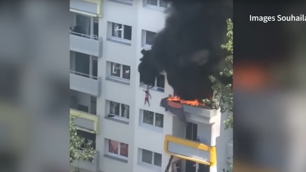 Video: Bub springt aus brennendem Stockwerk - und überlebt