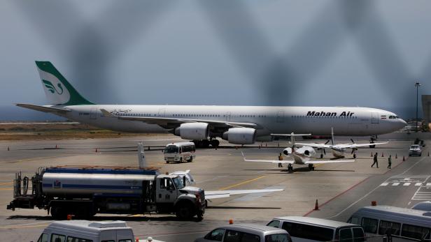 Airbus A340 airplane of Mahan Air is seen at Simon Bolivar International Airport outside Caracas