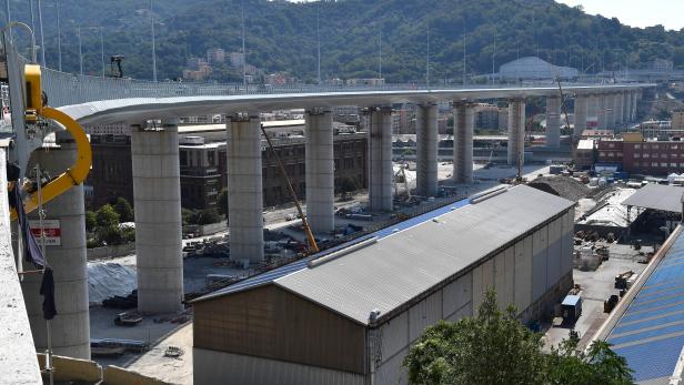 New Genoa motorway bridge construction site