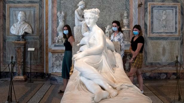 Das Originalmodell in Gips der Marmorstatue der Paolina Bonaparte des italienischen Bildhauers Antonio Canova (1757-1822).