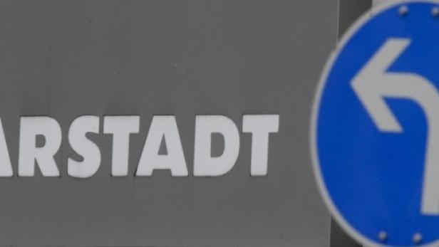 A traffic sign is seen outside Karstadt department