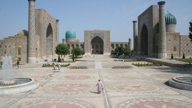 Der Registan in Samarkand (Usbekistan) ist der angeblich schönste Platz Zentralasiens.