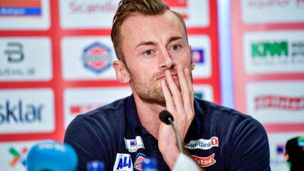 Multiple world champion and olympic champion Petter Northug announces his retirement from cross-country skiing during a news conference in Trondheim