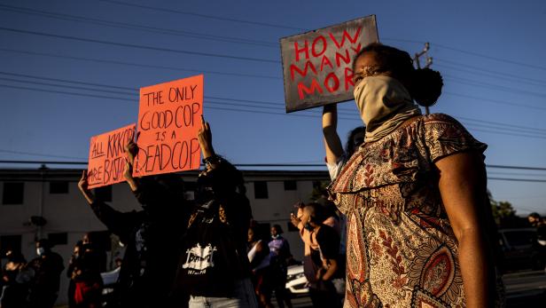 Protest after a Black man was shot by Los Angeles police officers in Westmont, California
