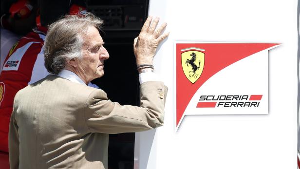 File photo shows Ferrari Chairman Montezemolo looking at the track from the pit lane during the second free practice of the Spanish F1 Grand Prix in Montmelo