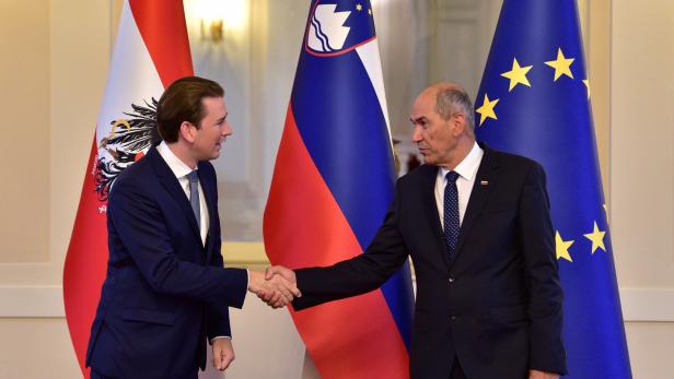 Bundeskanzler Kurz mit dem slowenischen Premier Jansa