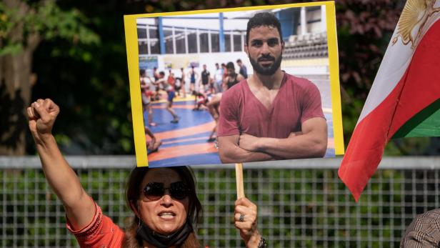 Protest in Berlin against execution of Iranian wrestler Navid Afkari