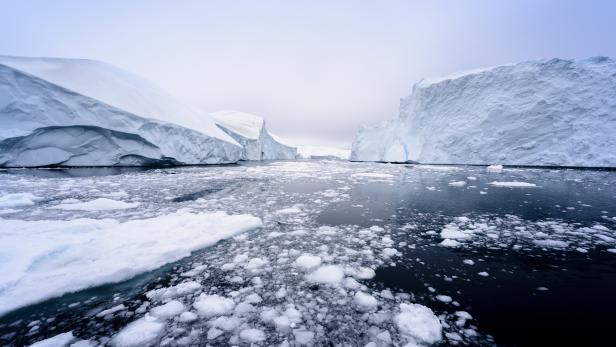 Beautiful Arctic Icebergs in the Greenland arctic sea.