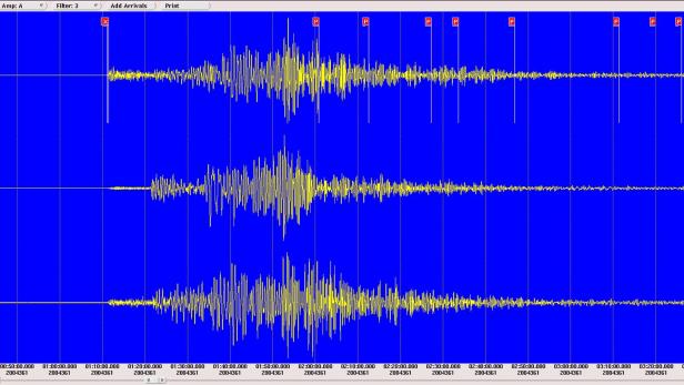 Seismograph zeichnet die Erdbebenstärke auf.
