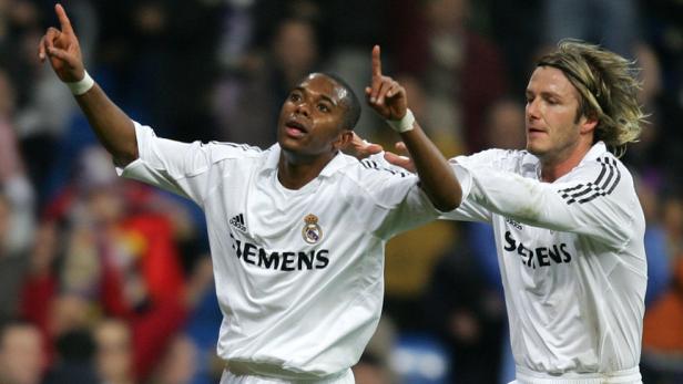 Gute Zeiten: 2006 wurde Robinho im Dress von Real Madrid von Weltstar David Beckham bejubelt.