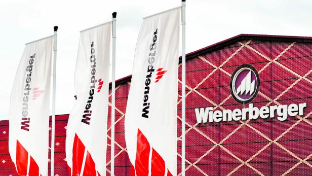 The logo of Wienerberger, the world's biggest brick maker, is seen at its headquarters in Hennersdorf