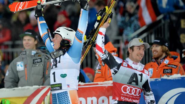 Siegertypen: Henrik Kristoffersen (li.) vergrößerte die Zahl der Athleten in der Slalom-Weltspitze. Bis zu Marcel Hirschers 22 Weltcuperfolgen fehlt ihm aber noch ein wenig.
