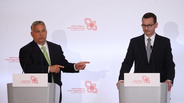 Die Regierungschefs von Ungarn und Polen, Viktor Orban und Mateusz Morawiecki