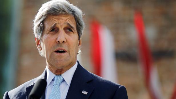 U.S. Secretary of State John Kerry delivers a statement on the Iran talks in Vienna, Austria