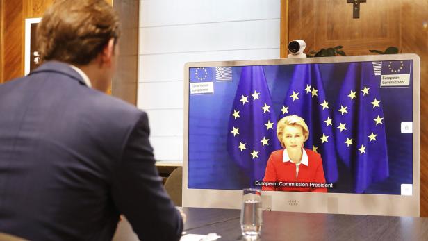 Kanzler Kurz mit van der Leyen: Virtueller Gipfel der EU-Staats- und Regierungschefs
