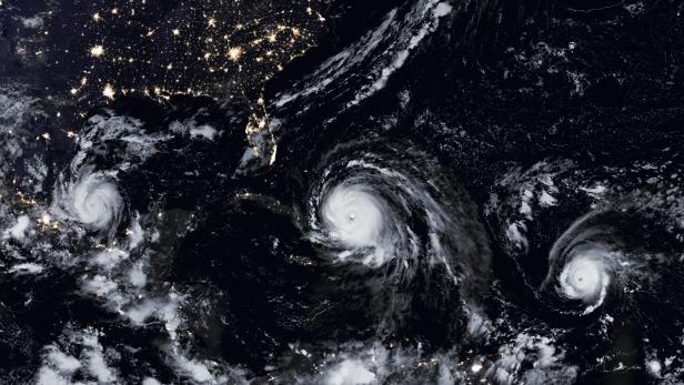 Im September 2017 registrierten Satelliten erstmals drei Wirbelstürme gleichzeitig: Katia, Irma und Jose