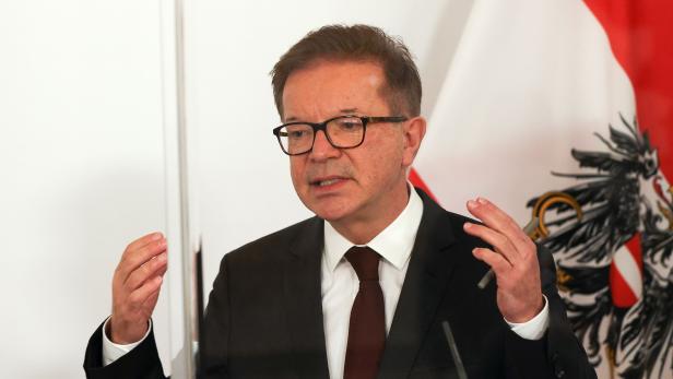 Austria's Health Minister Anschober addresses the media in Vienna