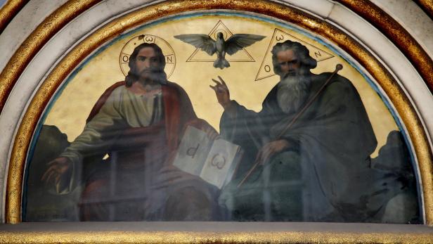 Von Carl Rahl: die Heilige Dreifaltigkeit im Stil der Ikonenmalerei