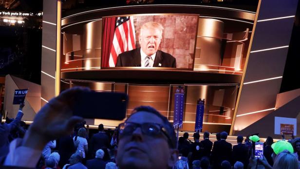 Donald Trump war am zweiten Tag der Convention aus New York zugeschaltet