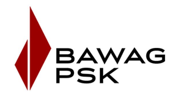 Das Logo der BAWAG P.S.K. mit einem roten, abstrakten Symbol links und dem Schriftzug „BAWAG PSK“ rechts.