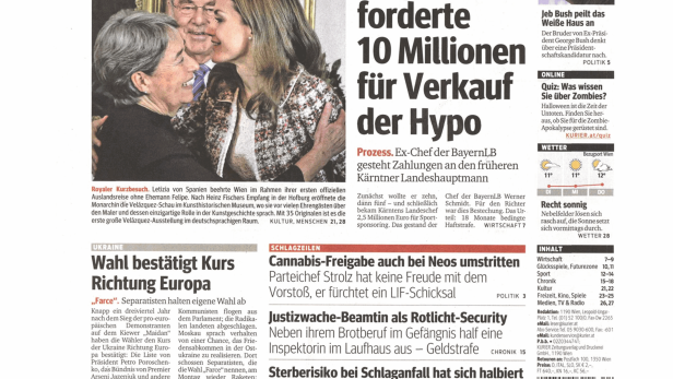Schlagzeile vom 28.10.2014Jörg Haider forderte 10 Millionen für Verkauf der HypoKurier