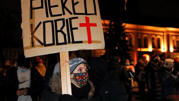 Protest against verdict restricting abortion rights, in Warsaw