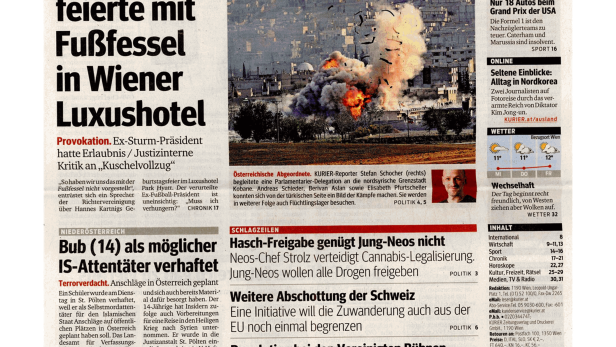 Schlagzeile vom 29.10.2014Kartnig feierte mit Fußfessel in Wiener LuxushotelKurier