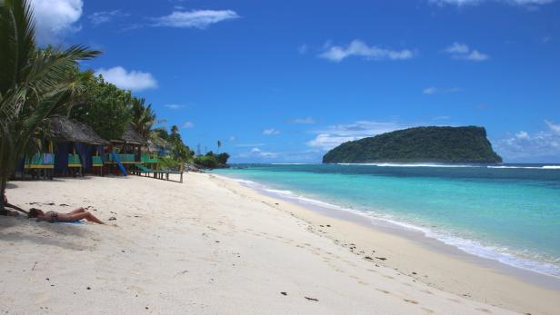 Hier endet Samoa: Am Lalomanu Beach hat man die Idylle oft für sich allein, auf den Inseln davor leben nur Vögel und Echsen.