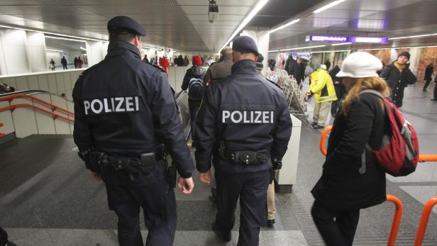 Polizisten in der wiener U Bahn sorgen für Sicherheit am 08.01.2013 